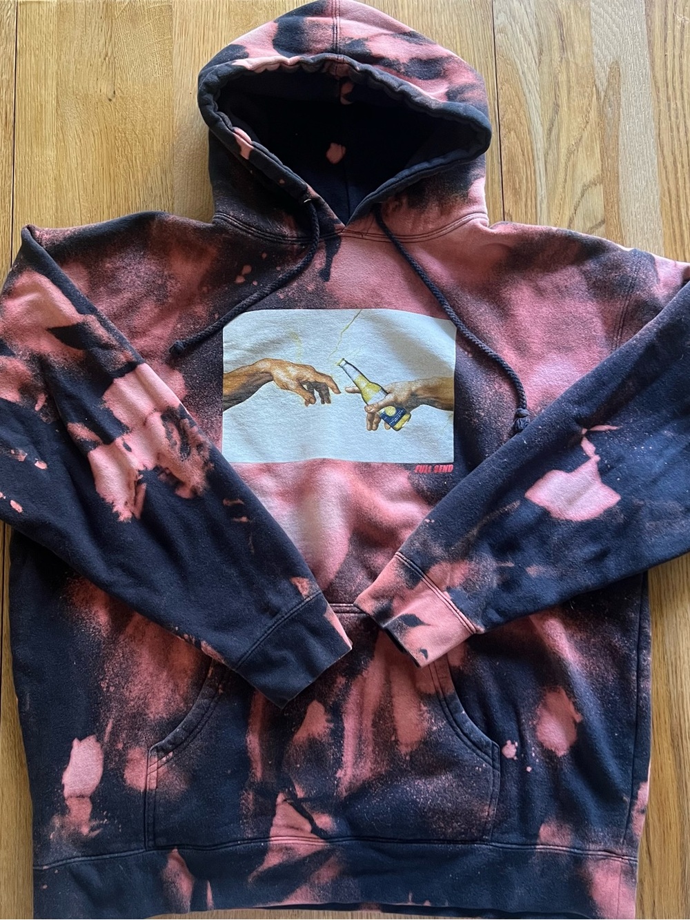 Full Send Nelk Boys "Creation of Rona" Bleach Wash Hoodie XL